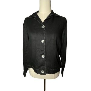 Richard Malcolm 100% Irish Linen Box Jacket Size M Black With White Stitching